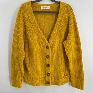 Two by Vince Camuto Cardigan Women's Yellow Sweater Button Up Vneck Casual Small